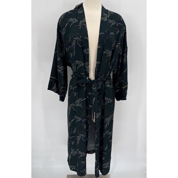 Hanro Other - Hanro Womens Green Kelp Garden Print Long Robe Size Small Designer Luxury NWT